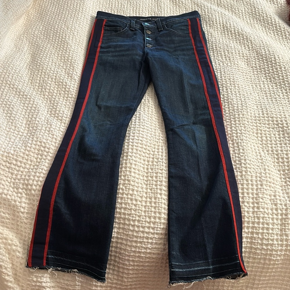 Veronica Beard jeans with red stripe. Size 25